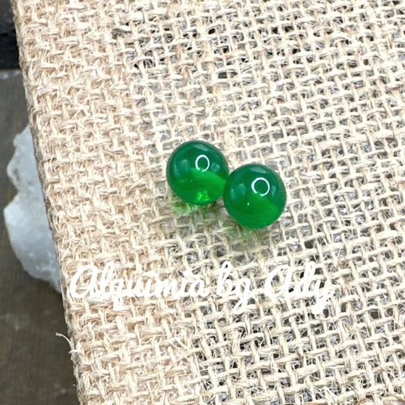 Green quartz bubble stud earrings - Picture 1 of 1